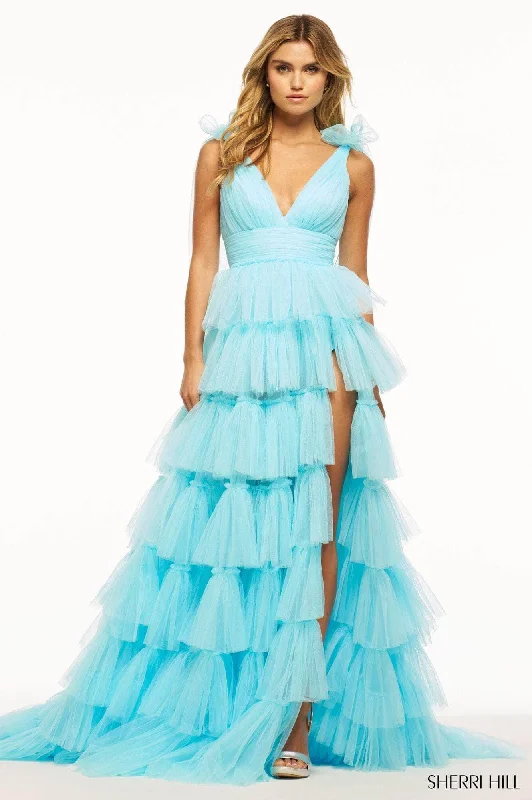 Holiday Special Offers Sherri Hill 56066 - V-Neck Ruffle Ballgown