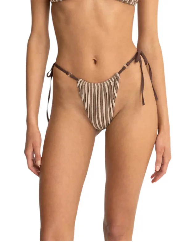 Timeless Women's Clothes Terry Gathered Tie Side Itsy Bikini Bottom In Cocoa